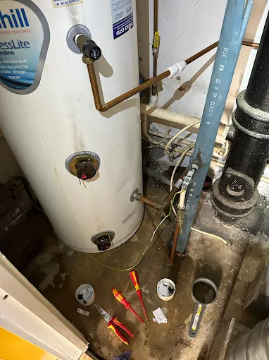 Hot water tank with tools